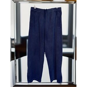 Yeezy Gap Sweatpants Men Large Navy Blue Fleece Pockets Zip Ankle Elastic‎ Waist